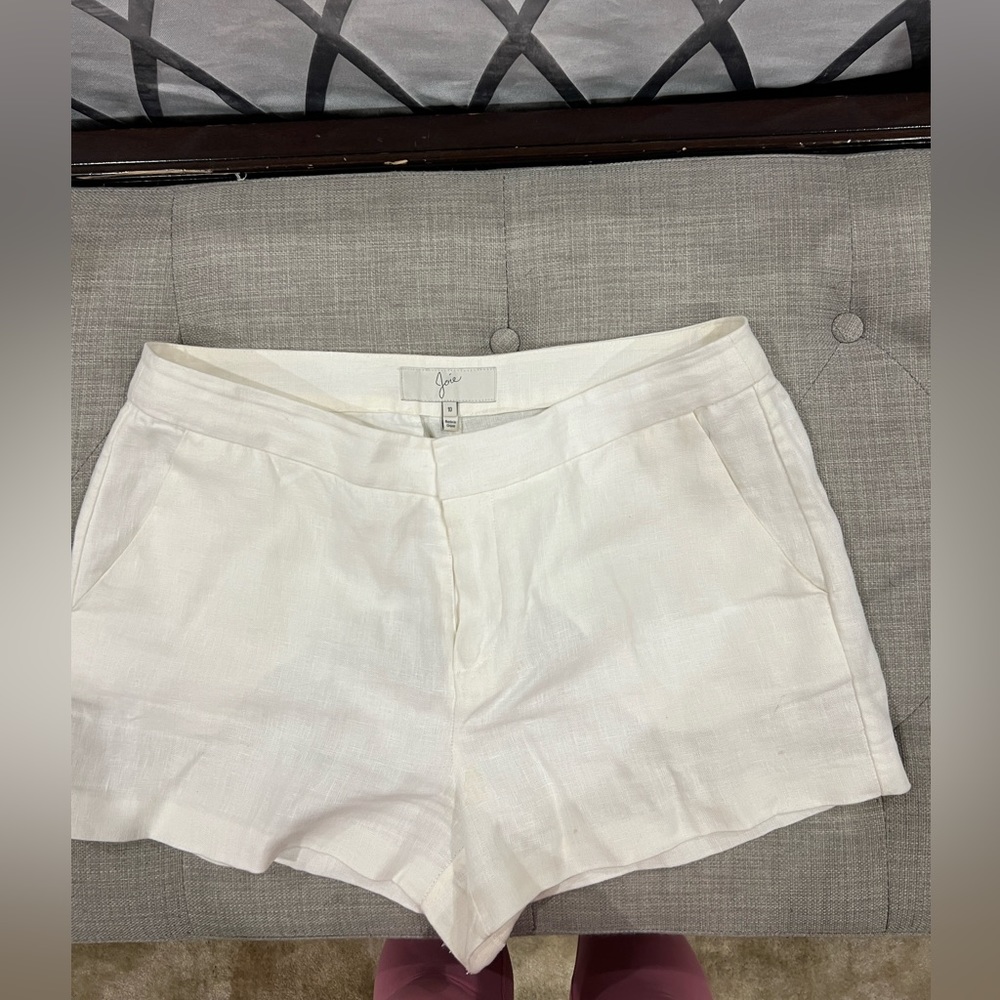 White linen shorts